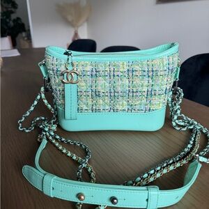 Chanel Gabrielle Hobo Mint Tweed and Leather Crossbody Bag - Mint Green